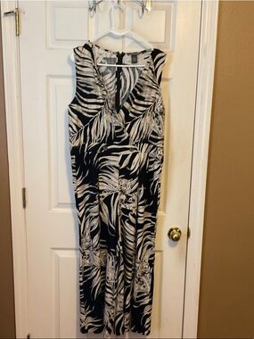 Chelsea & Theodore Women's Linen Blend Leopard Print Jumpsuit Romper Size Large